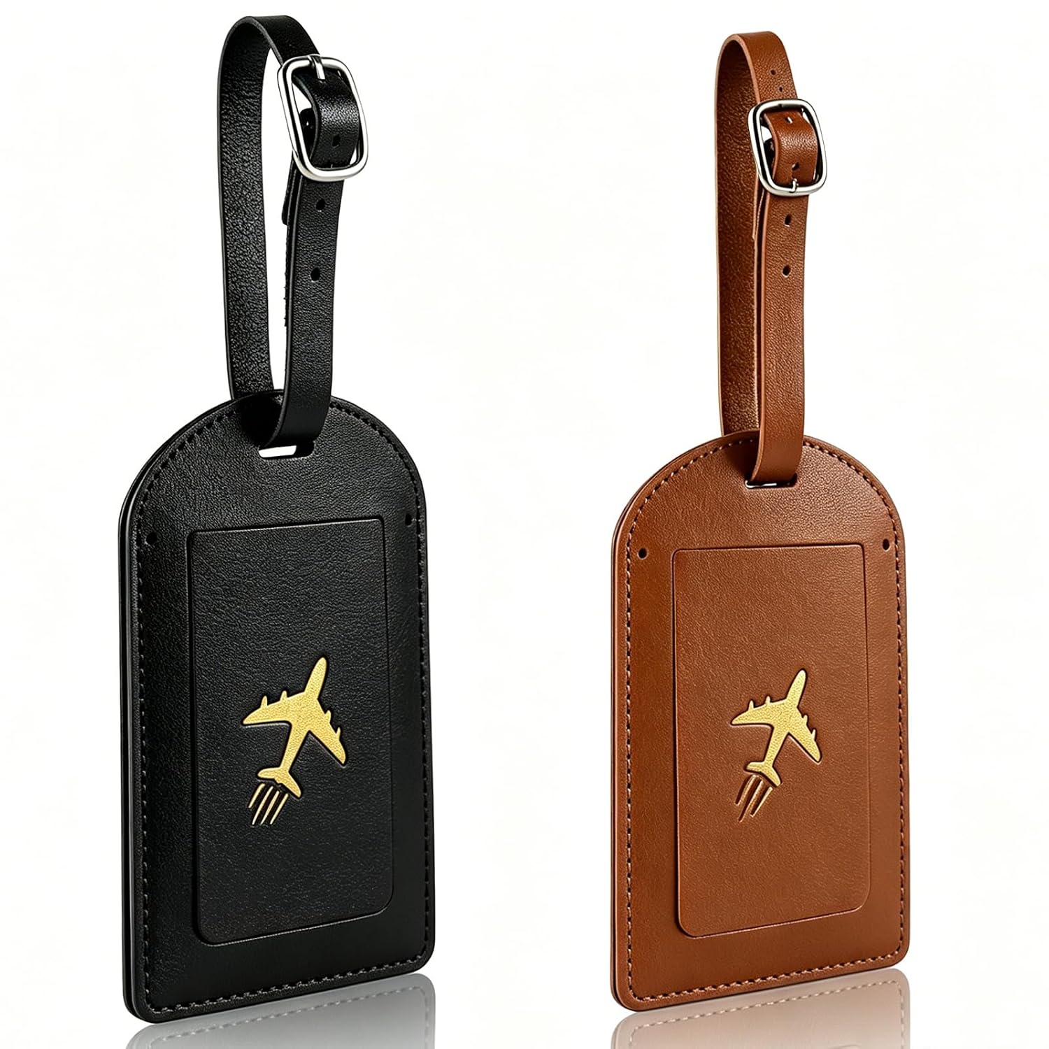 VedicBloo 2 Pcs Durable Personalized Luggage Tag, Custom Engraved Name Tag with Charm, Stylish Premium Travel Accessory, Travel & Wedding Gift for Men Women, Black & Tan VedicBloo 2 Pcs Durable Personalized Luggage Tag, Custom Engraved Name Tag with Charm, Stylish Premium Travel Accessory, Travel & Wedding Gift for Men Women, Black & Tan