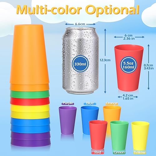 Miniatura 2 de Yahenda 120 vasos reutilizables de plástico de 5.5 onzas, vasos coloridos para niños, regalos de fiesta, pequeños vasos reutilizables para niños