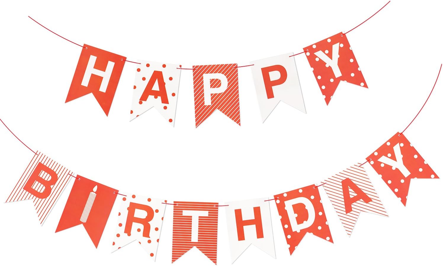 Red Paper Happy Birthday Party Banner Flag Decorations