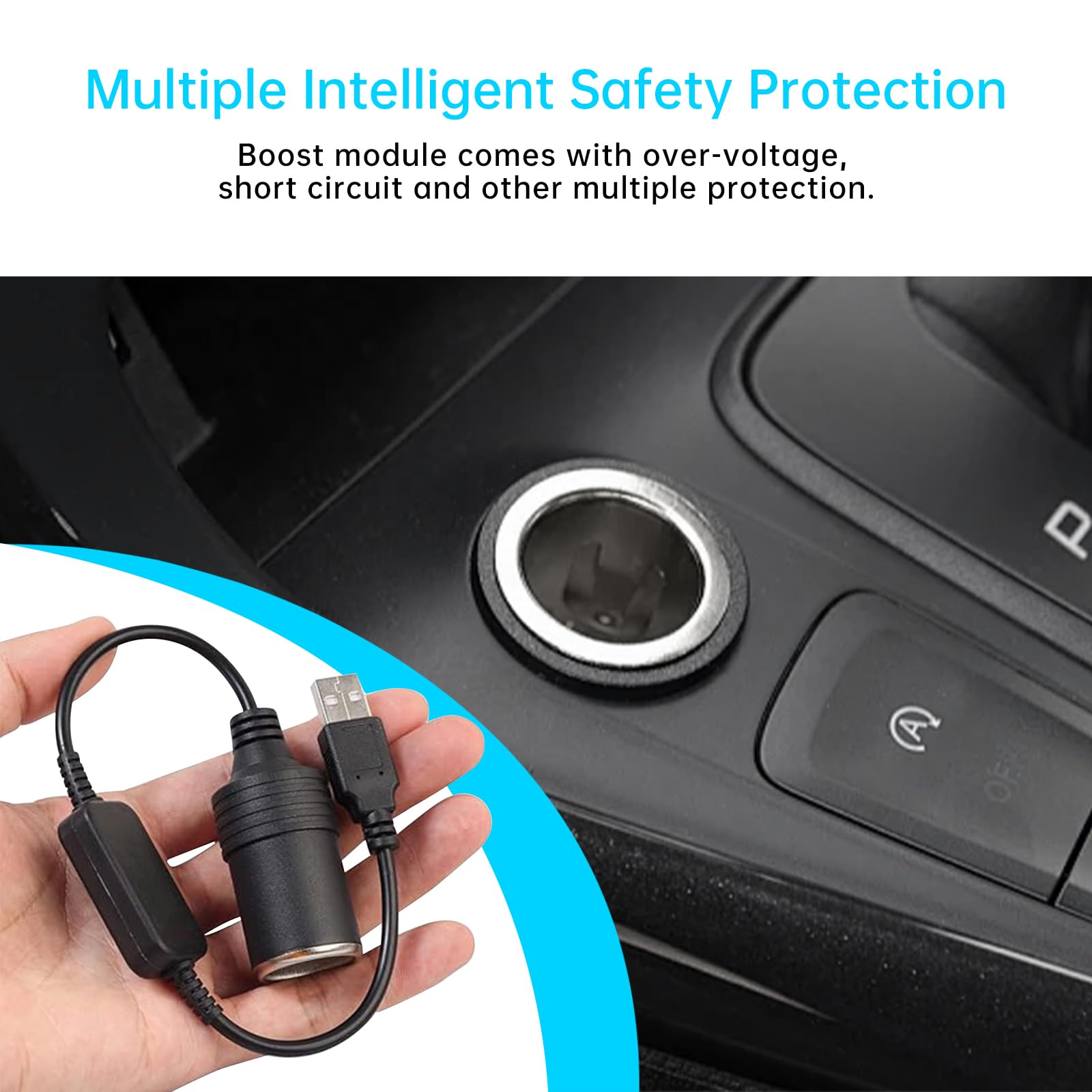 Anei Cavo convertitore da USB A maschio a presa accendisigari femmina 12 V adattatore auto per GPS Dashcam