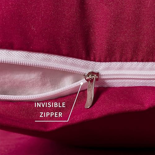 Miniatura 3 de Paquete de 2 fundas de almohada de microfibra Queen con cremallera, suaves, cómodas, no se encogen, color rojo vino, juego de 2 fundas de almohada