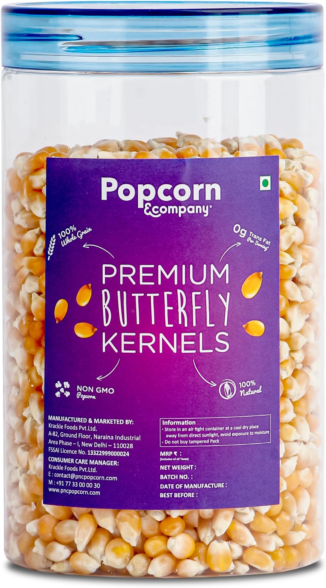 Popcorn & Company Butterfly Popcorn Maize Kernels - 450g | Premium Popcorn Seeds for Perfect Movie Night, Party Snacks | Non-GMO, Gluten-Free, High Popping Efficiency
