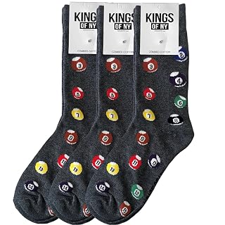Kings Of NY Pool Table Billiard Balls Print Casual Cotton Socks - 3 PACK
