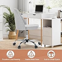 Vista 6 de DUMOS Office Chair, Comfy Desk Chair Rolling Vanity Swivel Task Chairs with Wheels, Wide Seating Armless Height Adjustable Computer Chairs for