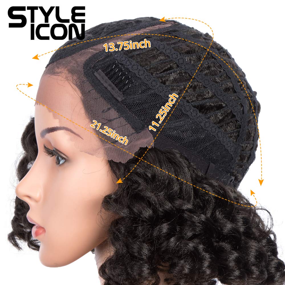 Style Icon 13" Afro Wigs Short Curly Wigs for Black Women Lace Front Side Part Synthetic Wigs (13 Inch, Jet Black 1#)