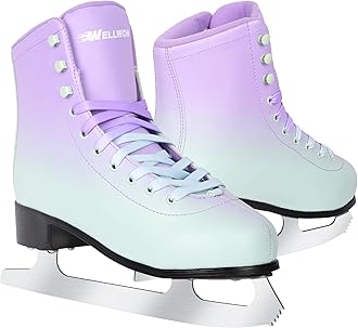 Figure Ice Skates for Women Girls and Boys, Lace-Up Adult Figure Skate Ice Hockey Skates for Outdoor and Skating Rink, Figure Ice Skate Shoes Size 5 6 7 8 9 10 11 and Youth 2Y 3Y