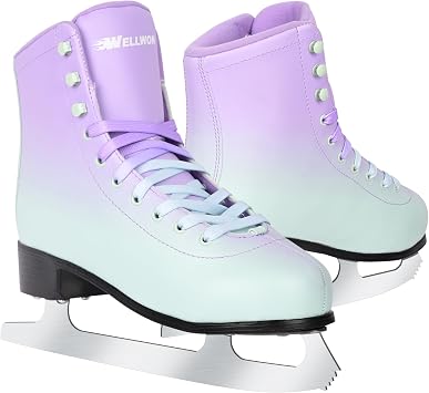 Figure Ice Skates for Women Girls and Boys, Lace-Up Adult Figure Skate Ice Hockey Skates for Outdoor and Skating Rink, Figure Ice Skate Shoes Size US Womens 8/Mens 6.5