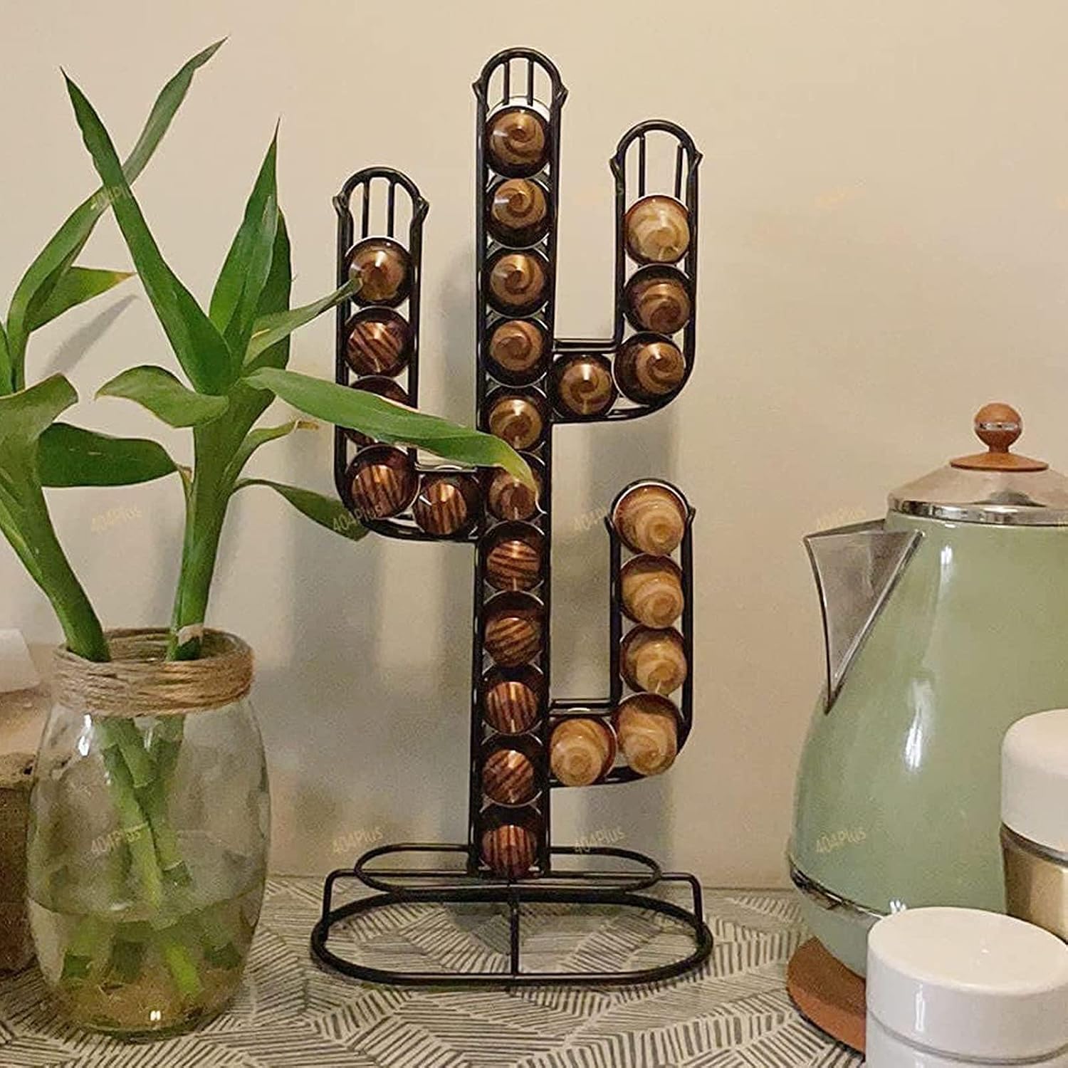 48-Pod Iron Coffee Capsule Organizer – Compact, Decorative Stand for Kitchen or Cafe