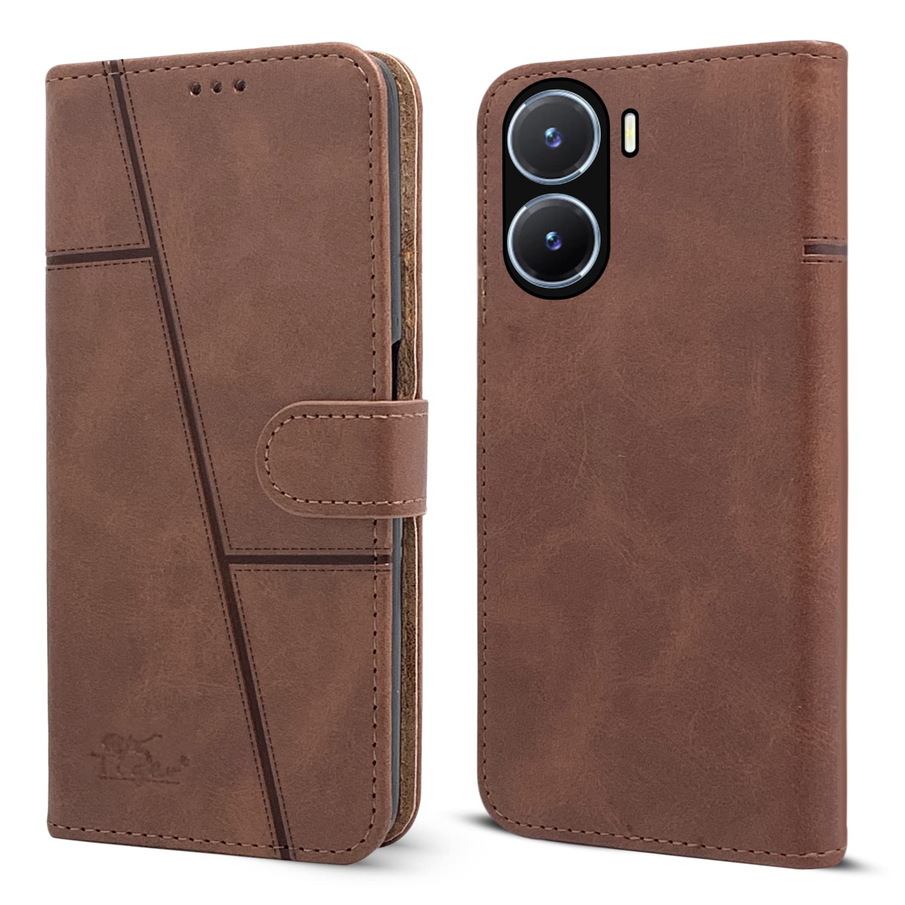Jkobi Flip Cover Case for Vivo T2x (India) (Stitched Leather with Magnetic Closure | Brown) (B0C53F2YTR) Amazon Price History, Amazon Price Tracker