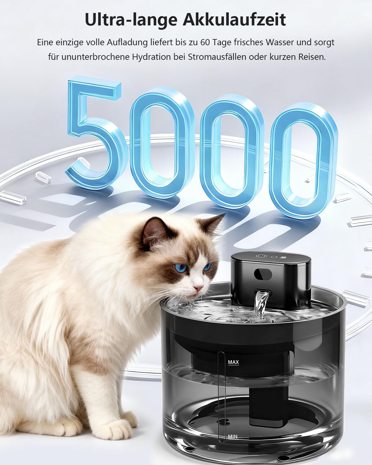 Fuente para Gatos sin Cable: 3.5L Bebedero Gatos con Sensor de Movimiento, 5000mAh Dispensador Agua Mascota con Bateria Recargable, Inoxidable Bandeja para Beber