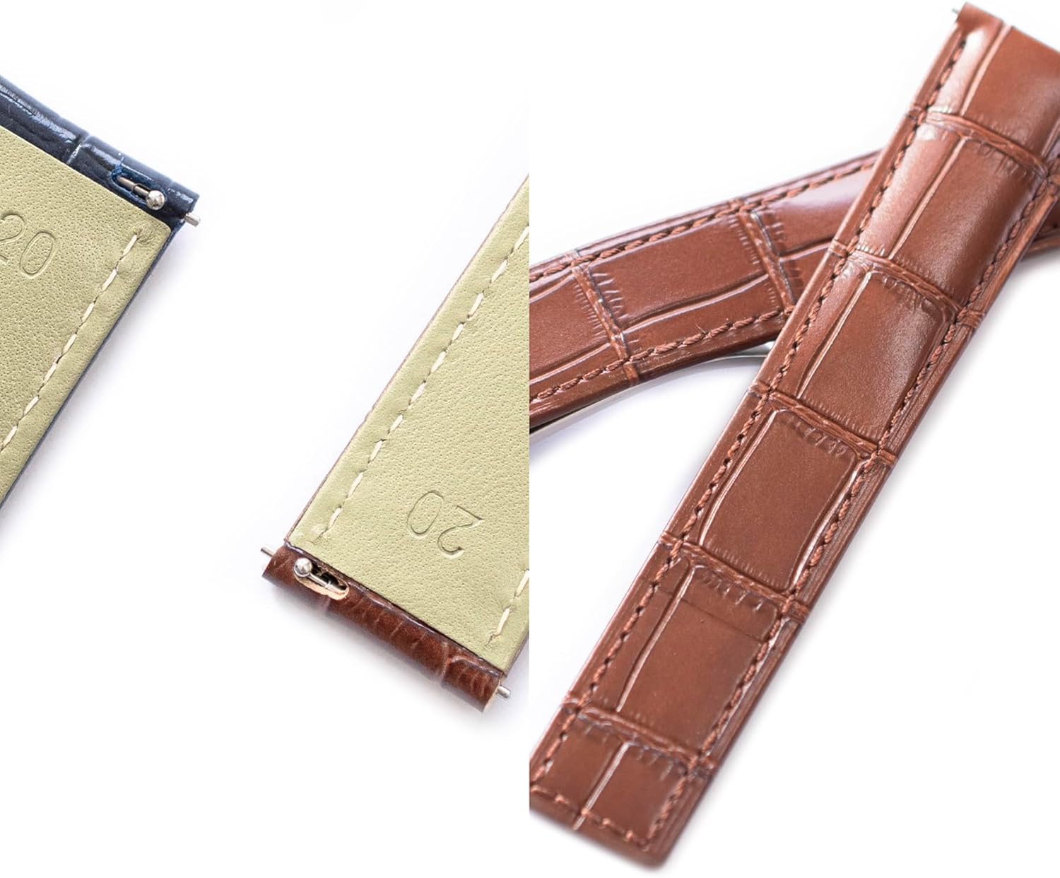 20mm 22mm Quick Release Leather Straps For Tag Heuer Watches, Croco Watch Band For Tag Heuer Monaco with Deployment Clasp