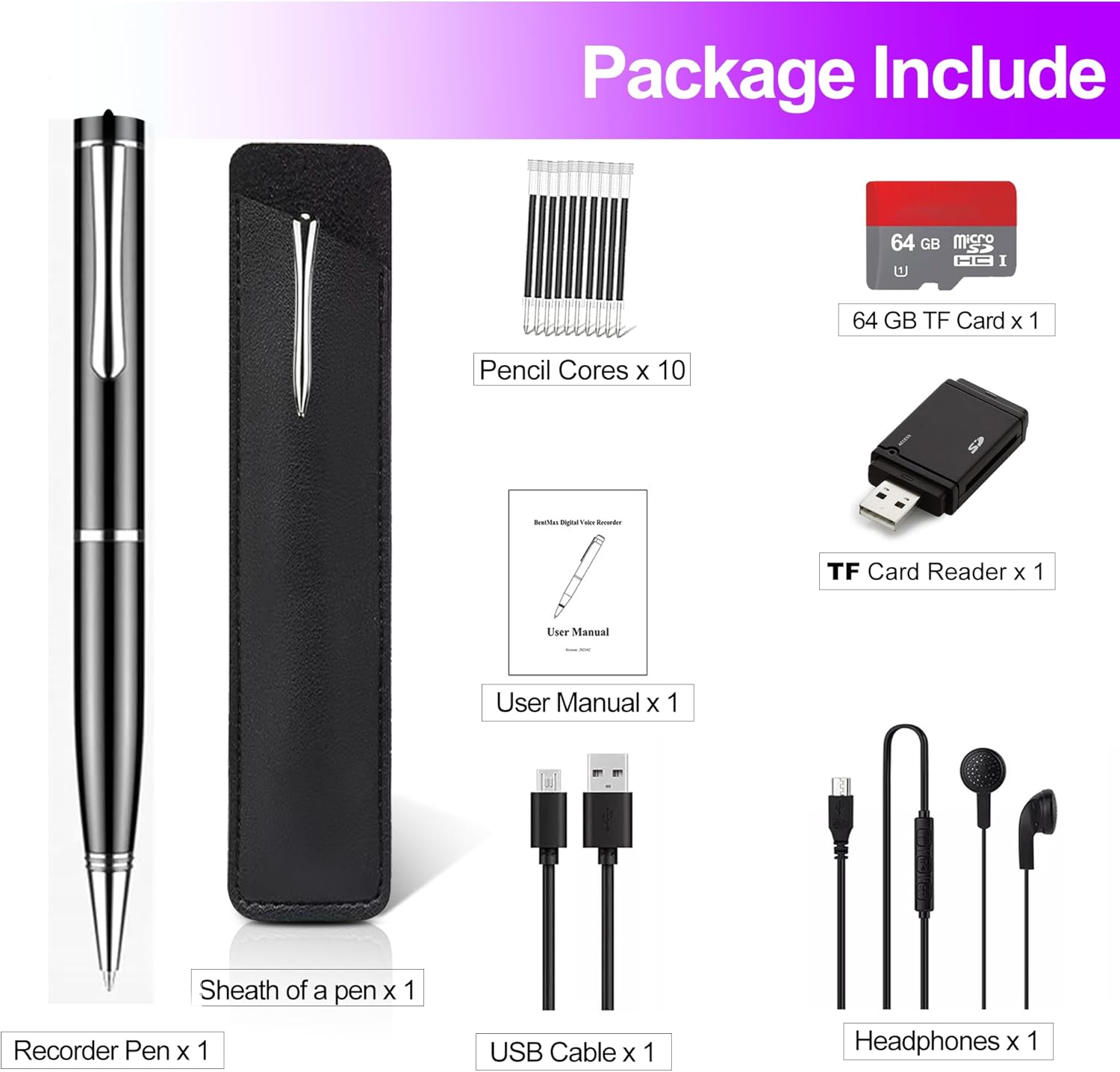 128GB Digital Voice Recorder with Playback for Meetings & Follow-Up, 20H Continuous Recording, MP3 Audio Recorder for Professionals, USB-C Transfer, Windows/Mac Compatible
