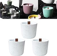 Boxonly Concrete Tealight Holders 3-Pack - Mini White Cement Candle Jars, Minimalist Durable Stone Design for Candles & Succulents