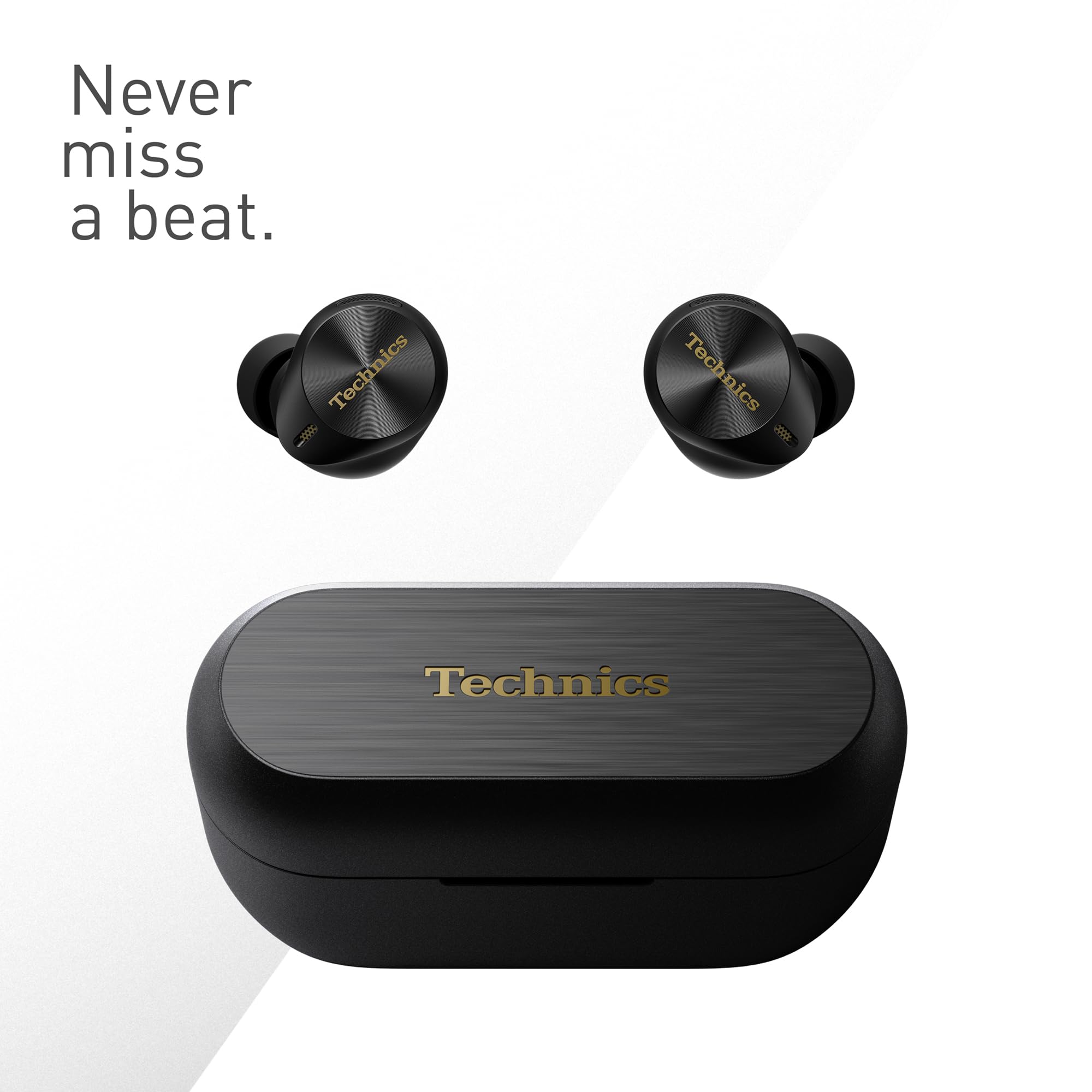 Technics EAH-AZ80E-K Kabellose Kopfhörer mit Geräuschunterdrückung, komfortable In-Ear-Kopfhörer, Kopfhörer mit integriertem Mikrofon, anpassbare Passform, bis zu 7 Stunden Spielzeit, Schwarz