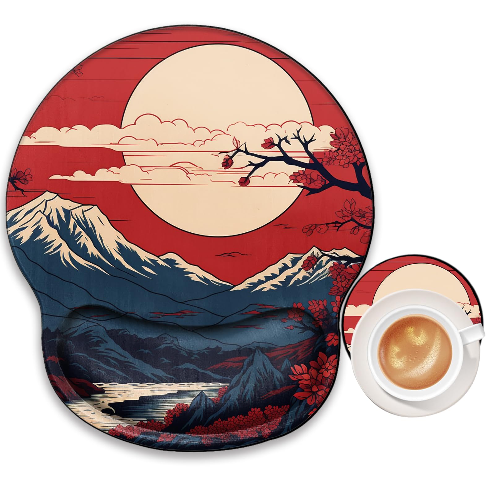 Mountain Mouse Pad with Wrist Support Setting Sun Mousepad Wrist Rest Gel Mouse Mat Sunset Cushion Mouse Pads for Computer Office Work Women Men Kids