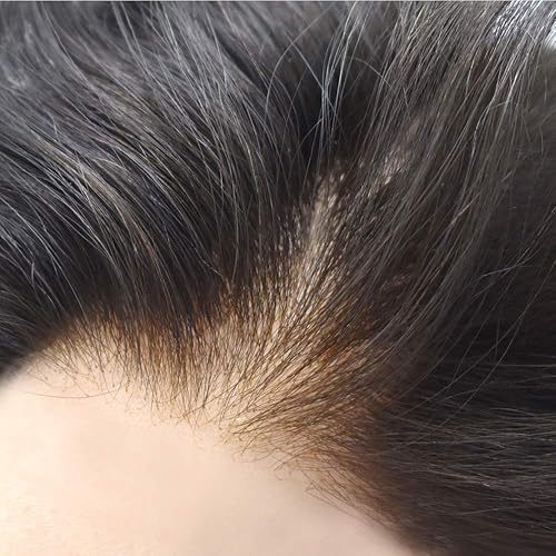 Miniatura 10 de Tupé para hombres cabello humano real sistema de cabello para hombre encaje francés completo 100% cabello humano postizos para hombres pieza de pelo