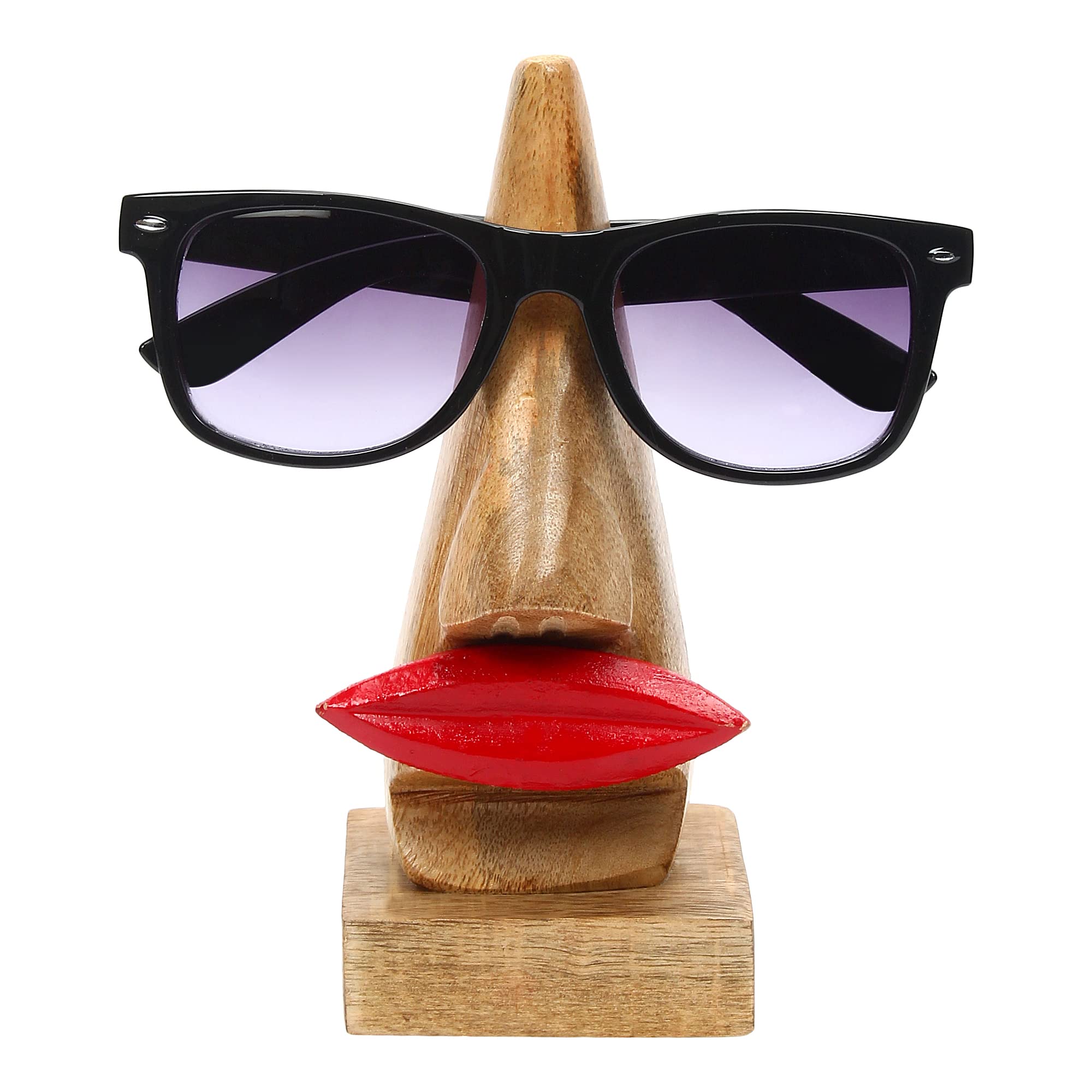 Craftland Wooden Handcrafted Nose Shaped Spectacles/Goggle/Eyeglass Holder/Stand for Women with red Lips 4