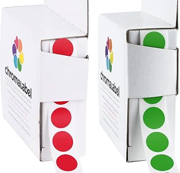 ChromaLabel 1/2 Inch Permanent Color Code Green and Red Dot Kit, 2 Boxes, 1000/Box