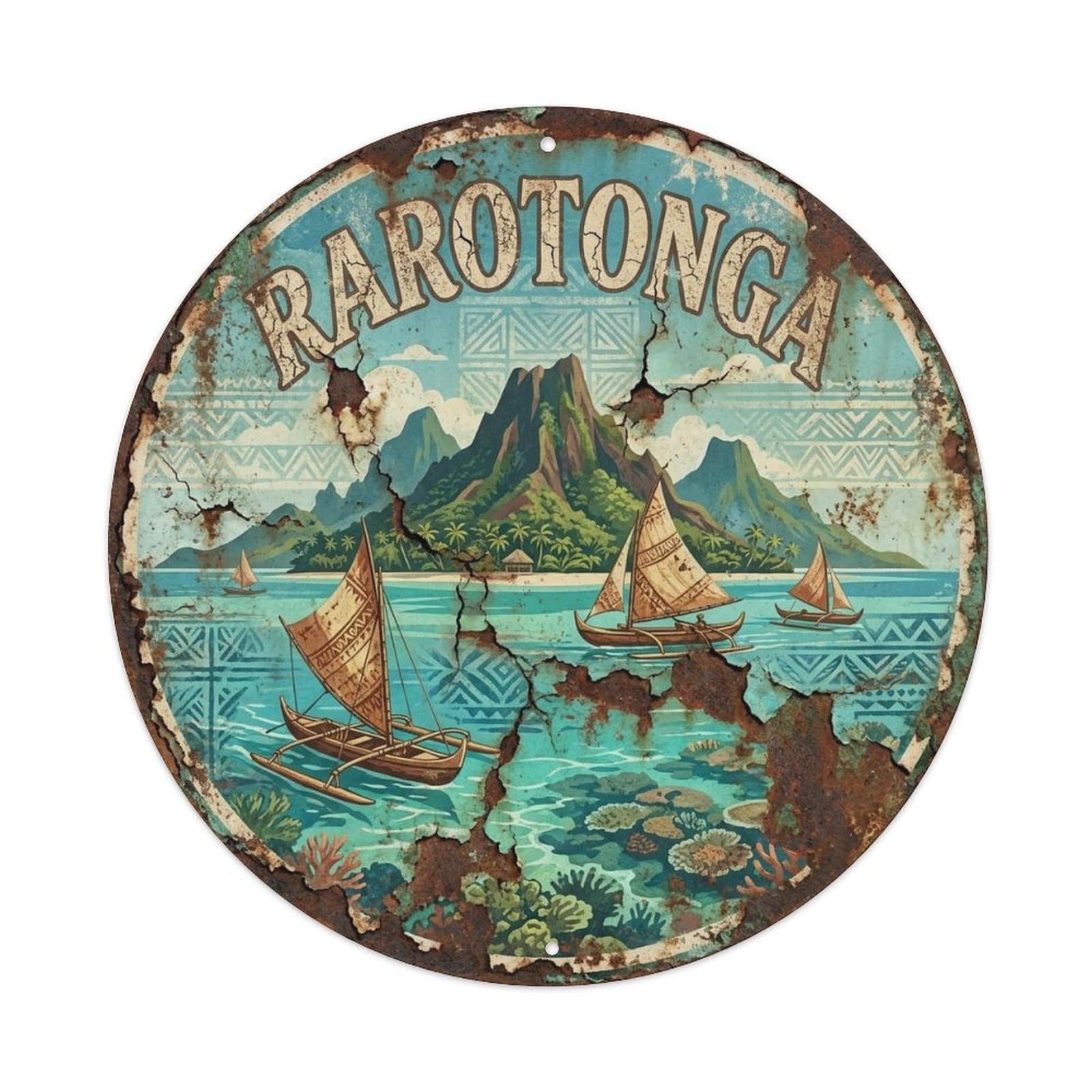 Olyhtr 8X8inch Classic Style Travel Cook Islands Rarotonga Pacific Island Metal Tin Sign