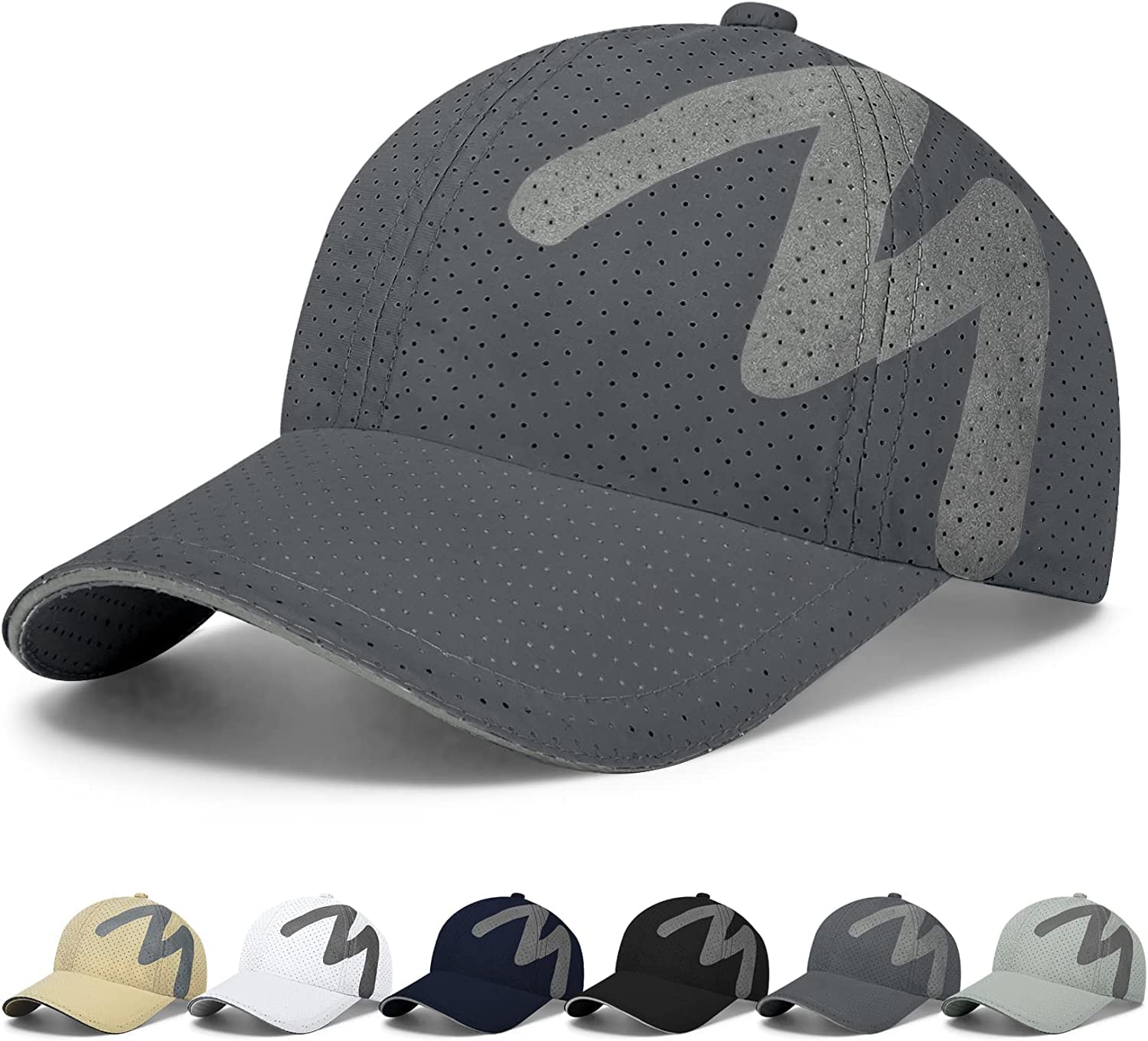 Baseball Cap Mens - Running Cap Quick Dry Sports Cap Mesh Reflective Brim Breathable Sun Hat Unisex Lightweight Adjustable Summer Hats for Outdoor