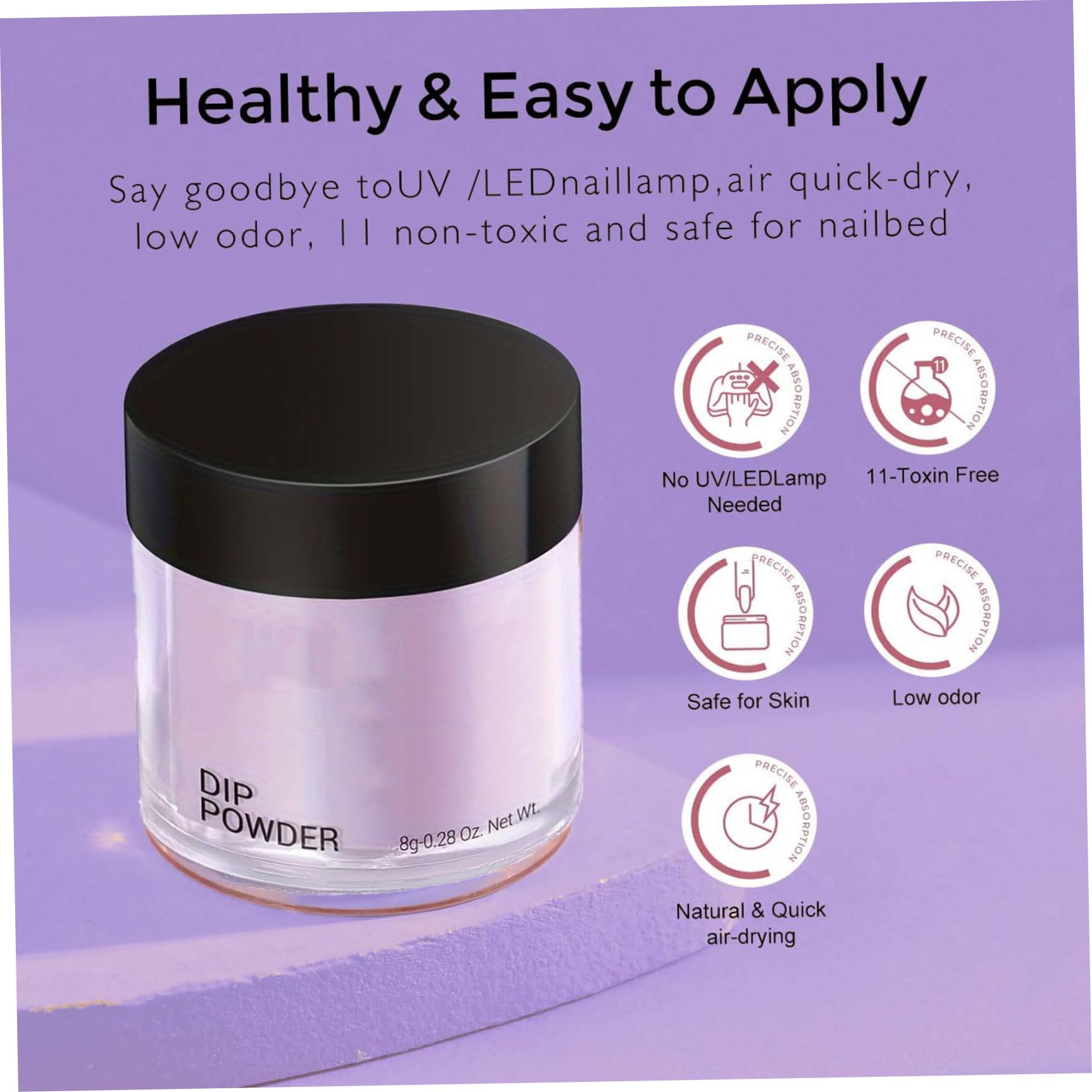 Kit de poudre de trempage pour ongles, 4 couleurs, sans danger pour la peau, comprend une base activatrice/couche finition, un pinceau, un bâton tampon, violet, bleu, longue durée, pour débutants