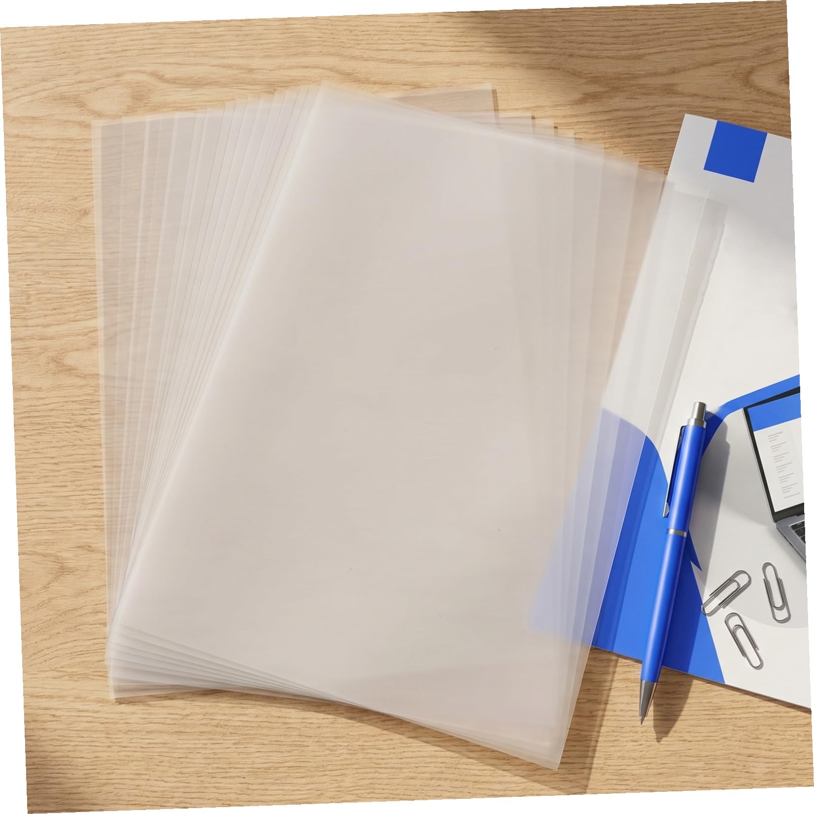 100 Pezzi Cartella Trasparente in Plastica Finitura Liscia e Alta Chiarezza, per Uso Scolastico e Rapporti Professionali
