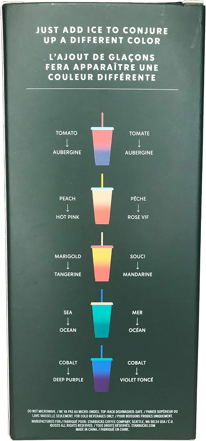 Starbucks 2020 Color Changing Reusable Cold Cups Summer 24 oz, Set of 5