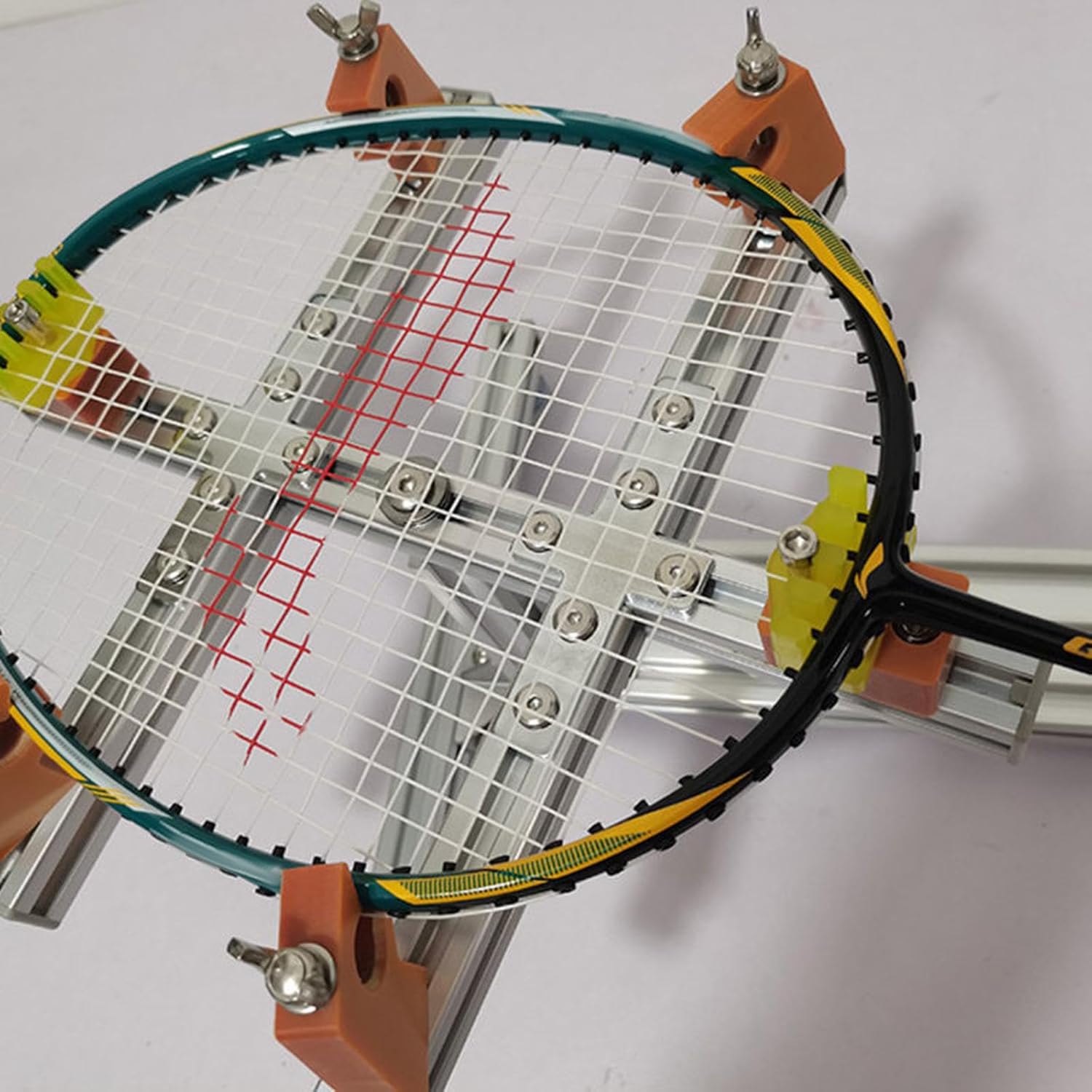Badminton Racket Stringing Machine, 20-32lb Tension, Efficient, Sturdy, Easy to Use, Rackets Stringing Tool 6 Point Fixed