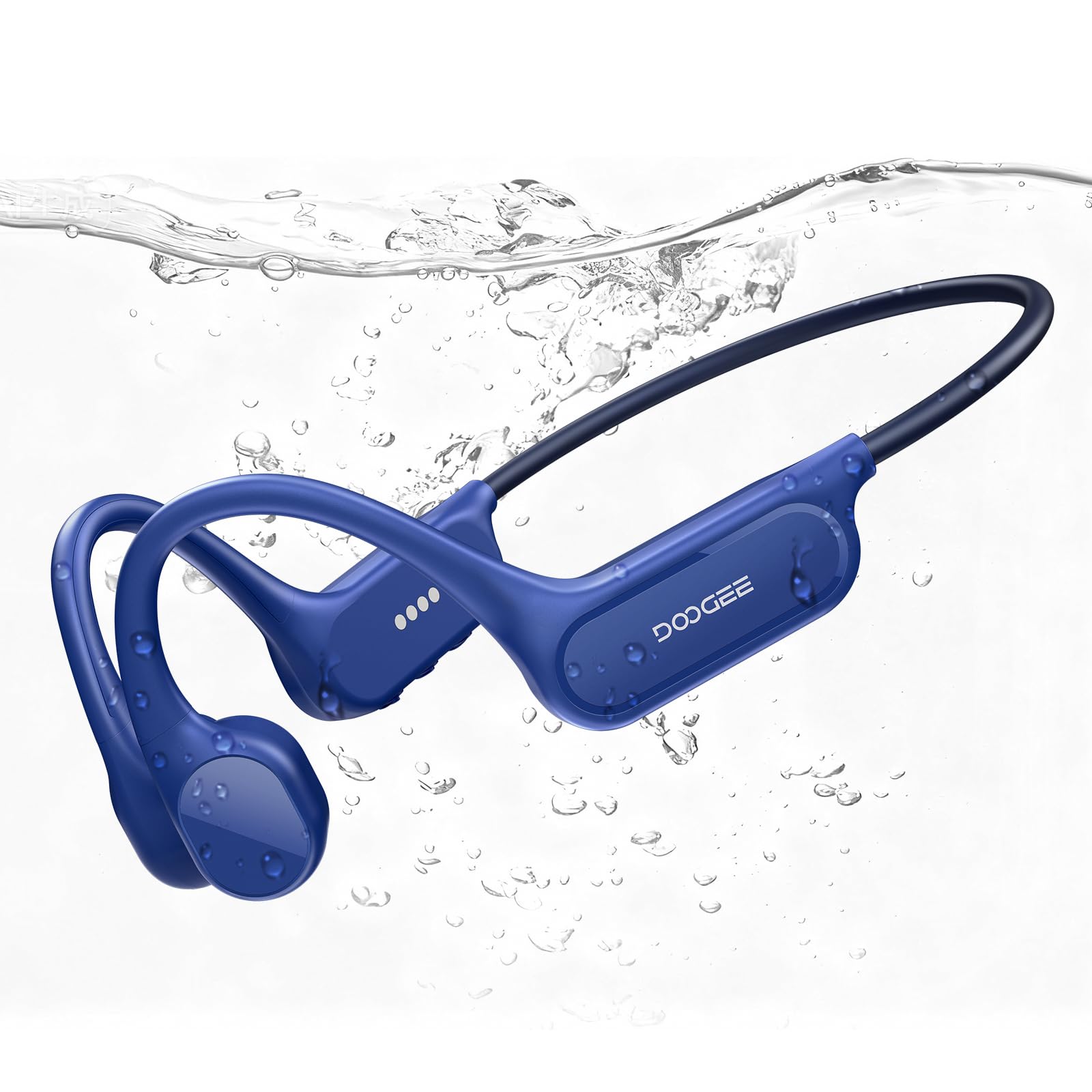 DOOGEE Auriculares Impermeables con Conducción ósea IP68 para Natación, Batería con 10 Horas de Autonomía, Auriculares Deportivos Inalámbricos con Doble Modo MP3 para Ciclismo(Azul)
