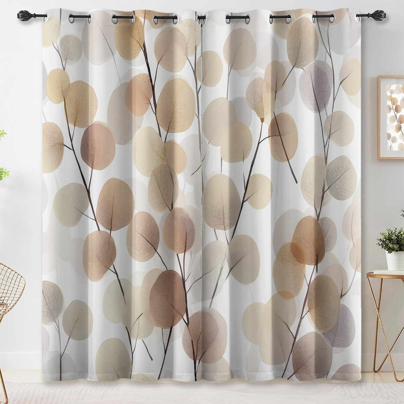 Doux polyester rideaux chambre occultants au design aquarelle fait main