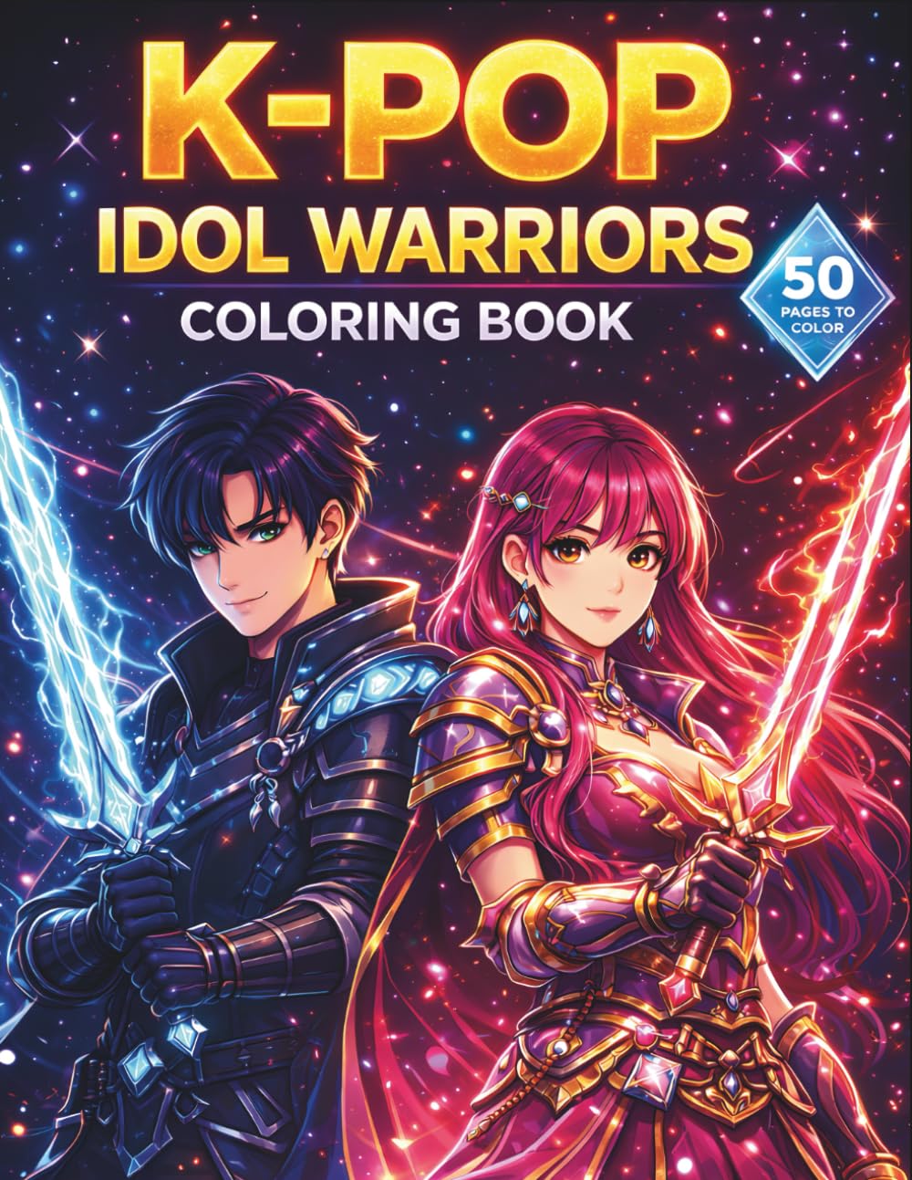 K-POP COLORING BOOK IDOL WARRIOR PORTRAITS: Fantasy Characters for Girls and Teens with Aesthetic Style