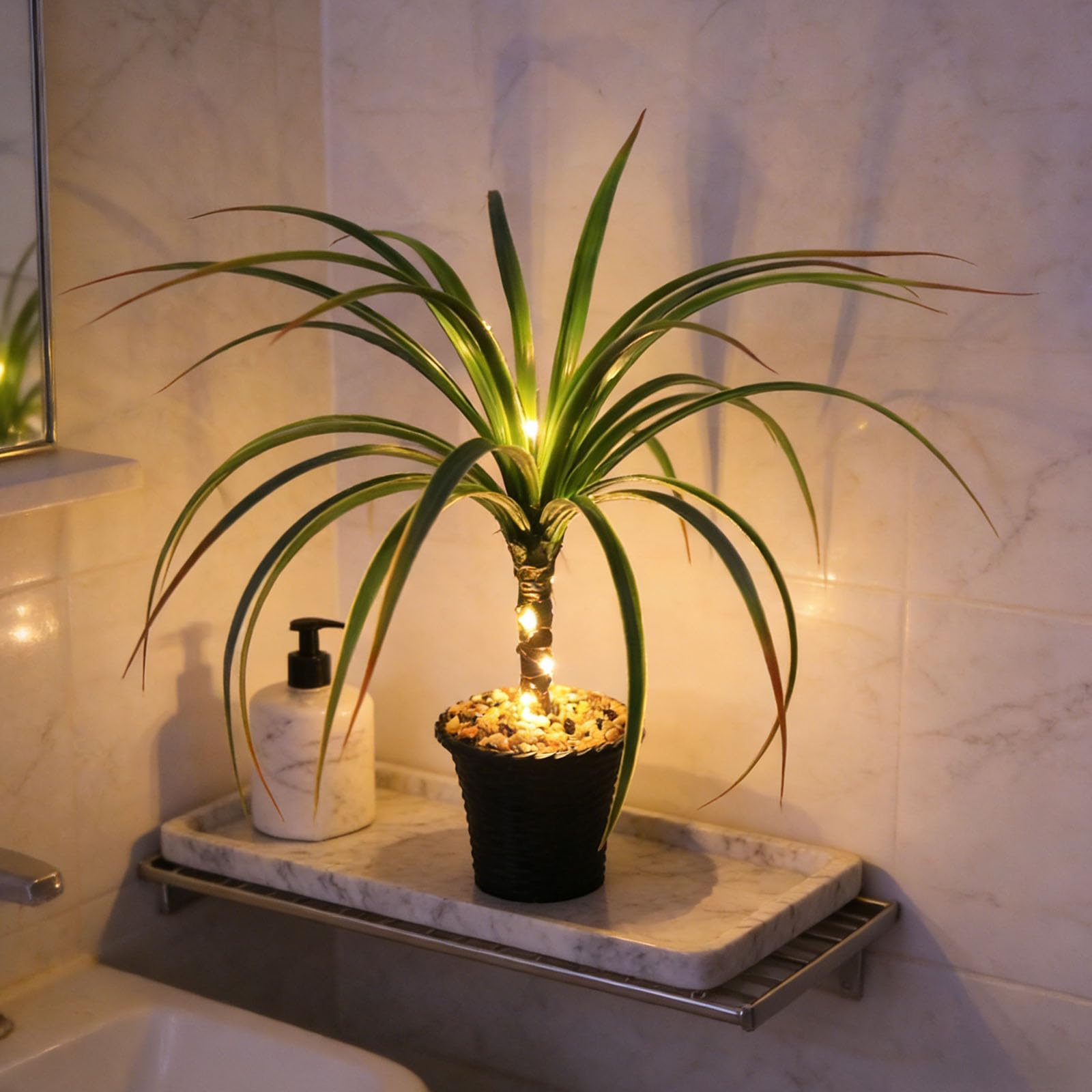 Warm Light Dragon Blood Tree Lamp Artificial Tropical Leaf Potted Plant With LED Fairy Lights USB Powered Ambient Night Light for Kitchen Desk Home Decoration Coffee Shop Restaurant Commercial Decor — image 1