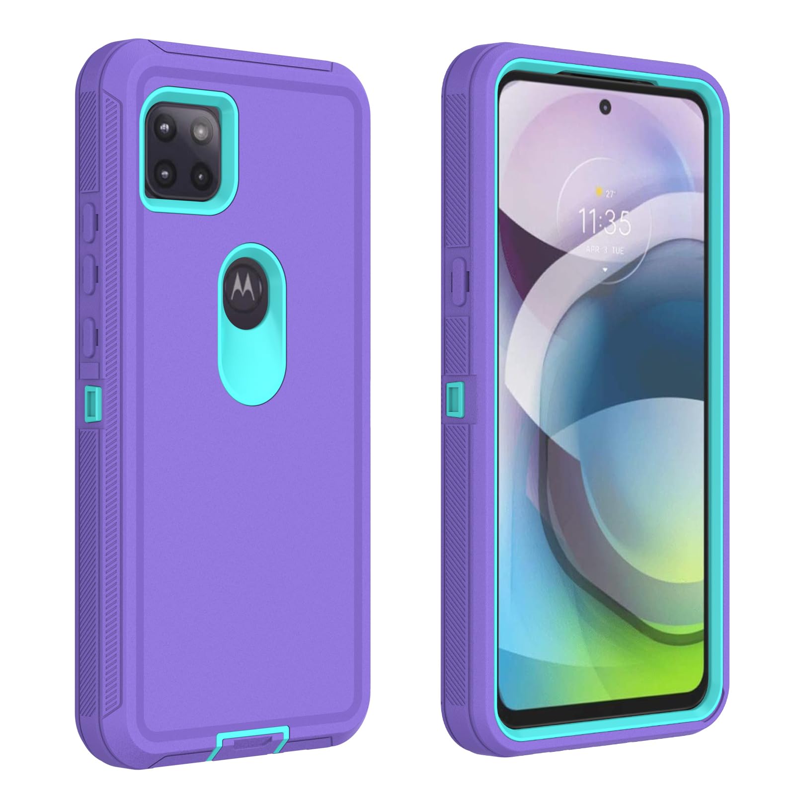 for Motorola Moto One 5G Ace Case, Defender Case Soft TPU Hard PC Heavy Duty Shockproof Dustproof 3 in 1 Phone Cover for Moto One 5G Ace 2021 (Blue/