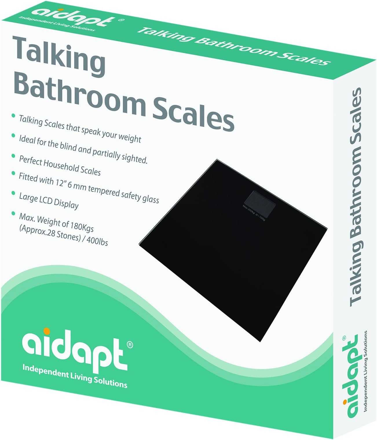 Talking Bathroom Scale Ideal for Partially Sighted/Blind, Clearly announces weight (Black)