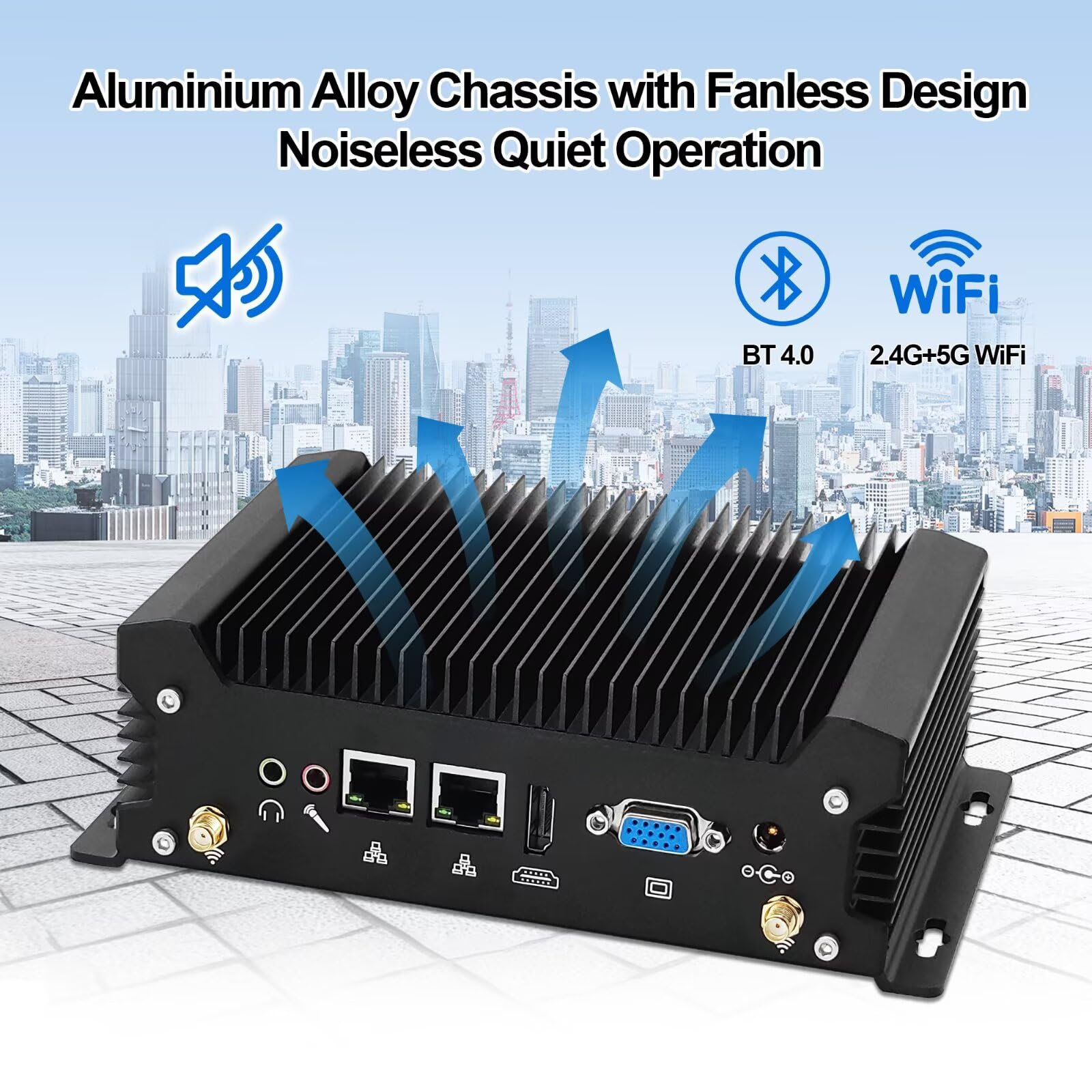Mini PC i3 Fanless Industrial Computer Core i3-8130U Dual Lan, Win11 Pro Linux Mini Desktop PC, 8GB RAM 128GB SSD, 2RS232 COM, 4K HD, VGA, 4USB3.0, 4USB2.0, Auto Power On