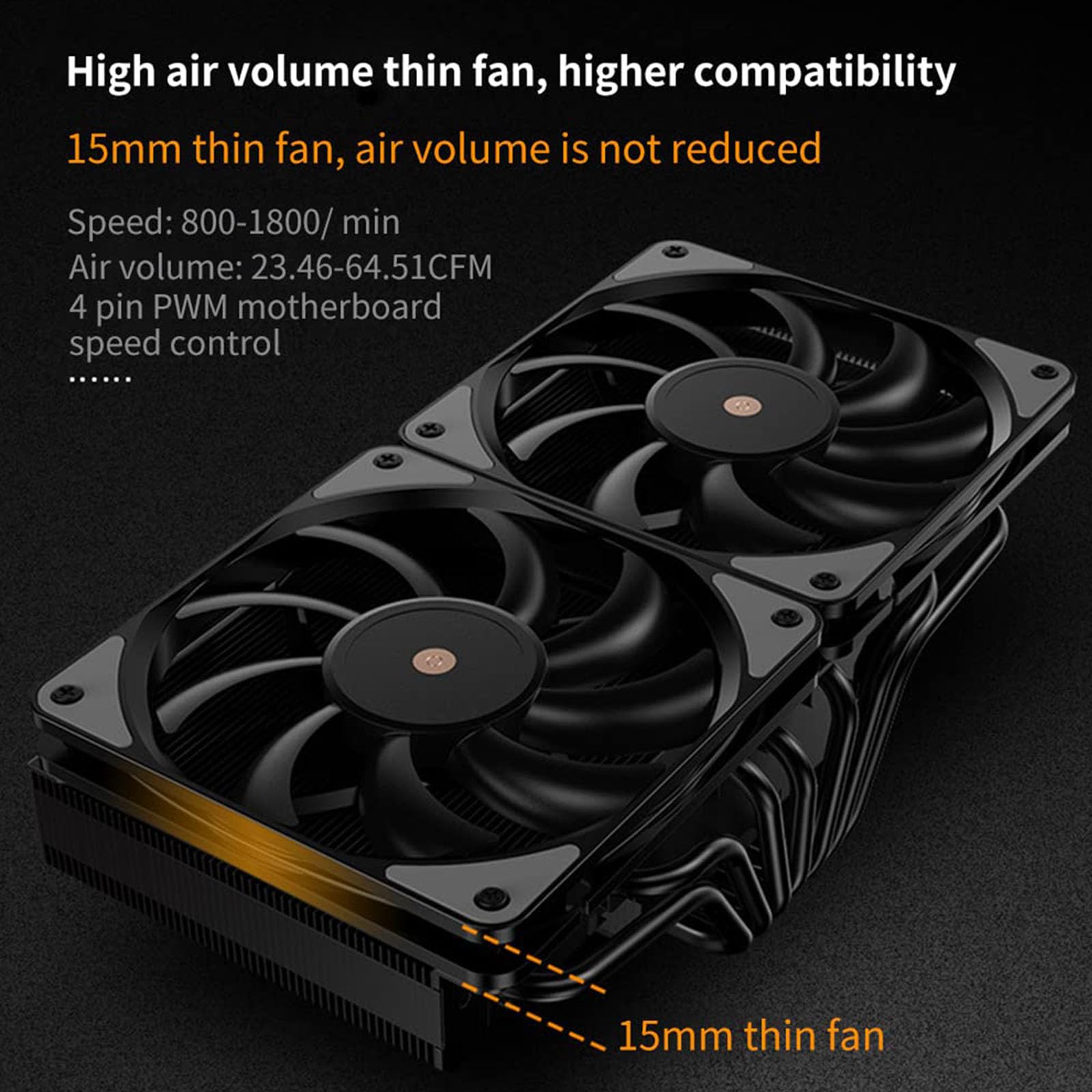 JF13K Top-Down CPU Chłodzenie powietrzem Miedziana podstawa 2 x 120 mm 7 Struktura rury cieplnej LGA1200 / AM4 / AM5 Radiator komputerowy