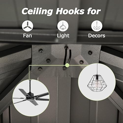 Miniatura 4 de Domi - Cenadores de techo rígido de 8 x 8 pies, cenador de metal de aluminio con toldo de doble techo de acero galvanizado, cortina y red, pabellón