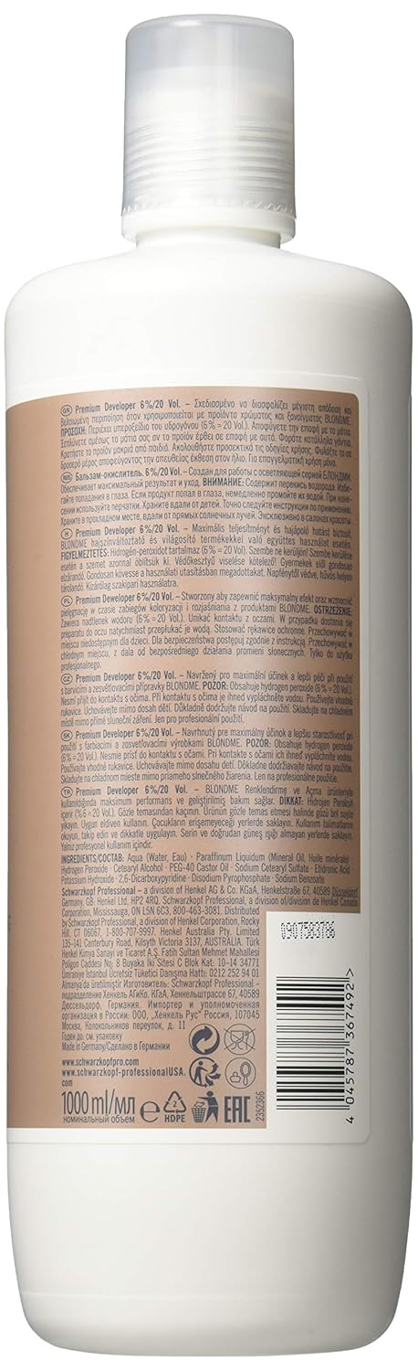 Schwarzkopf Professional Blonde Me Premium Developer Oil Formula 33.8 oz/1000ml (6% ; 20 Volume): Beauty