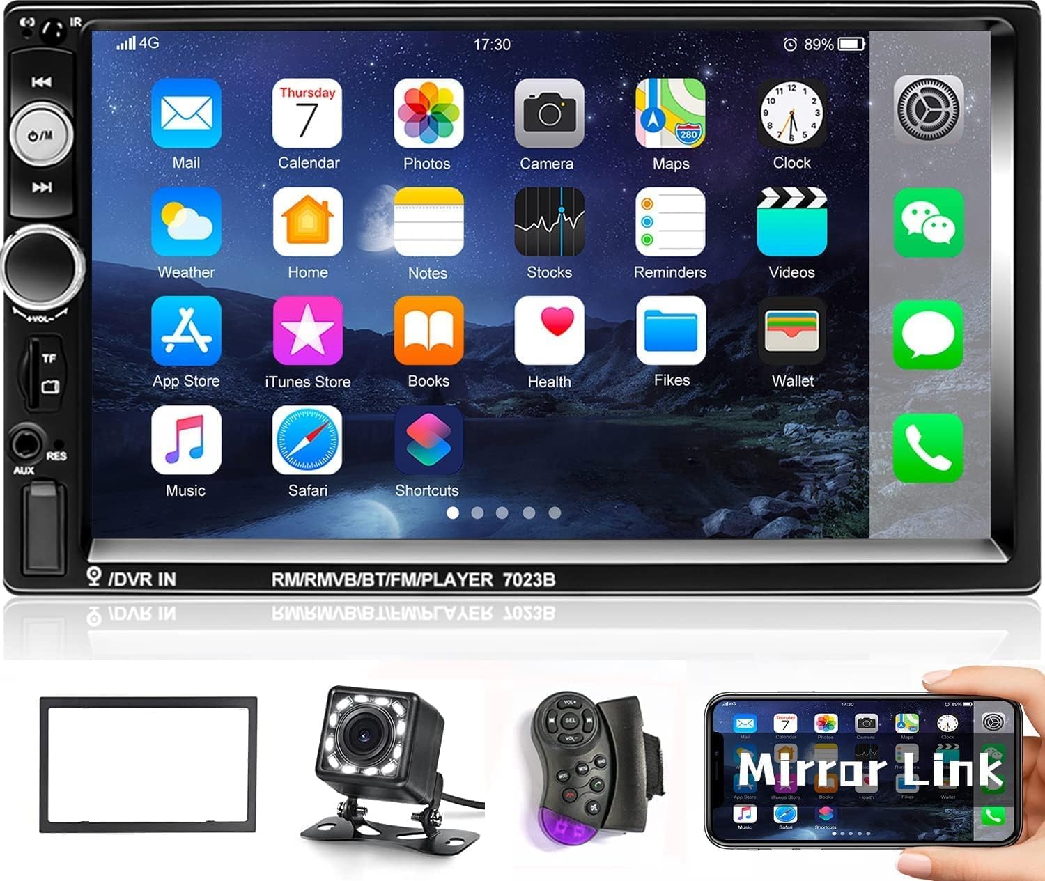 – CAMECHO 7 Inch Touch Screen Double Din Car Stereo with Backup Camera Bluetooth/FM Radio/Steering Wheel Control/Remote Control Support Mirror Link(Used in Android/iOS)