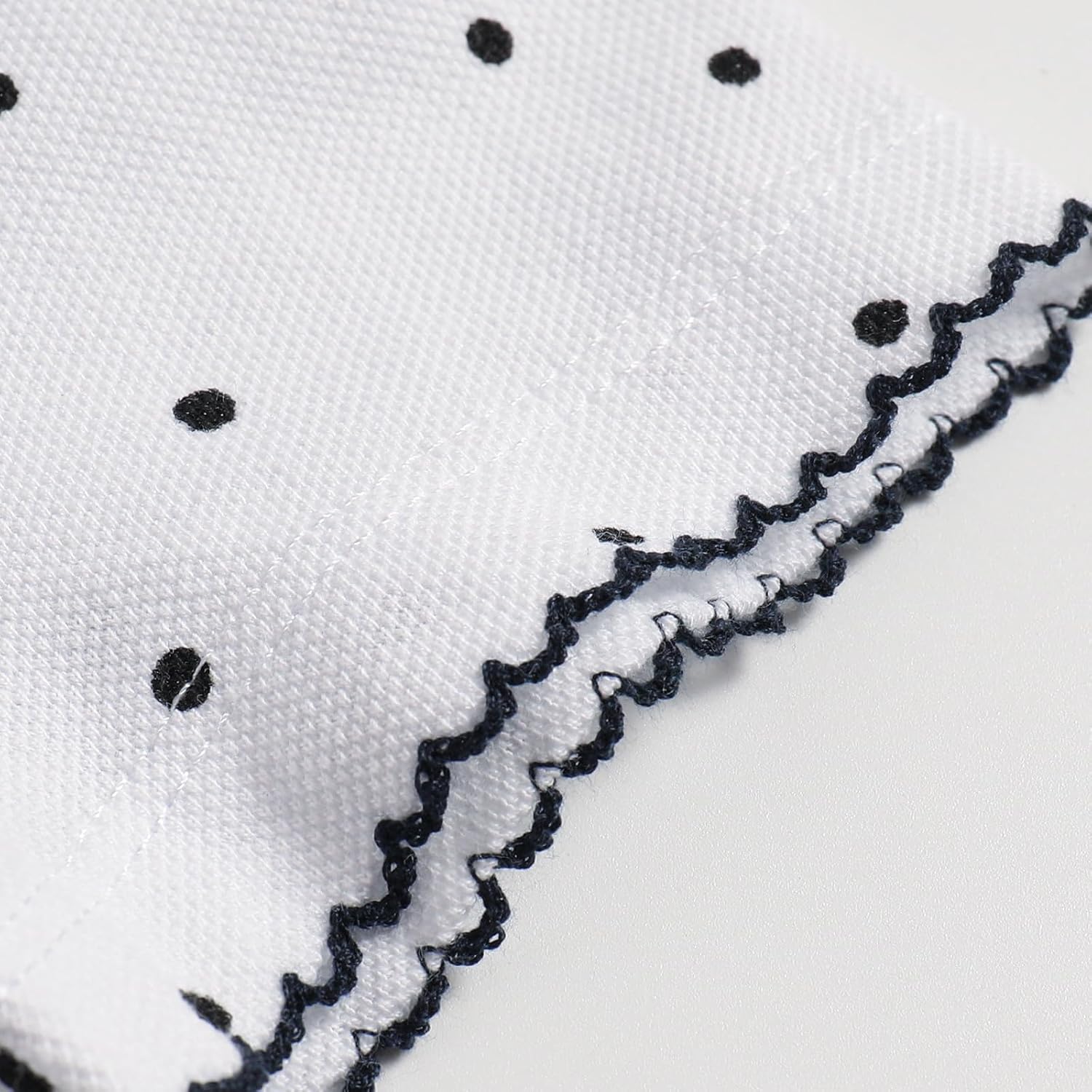 Toddler Girls Summer Tops Peter Pan Collar Short Sleeve T-Shirt Cotton White with Black Polka Dots