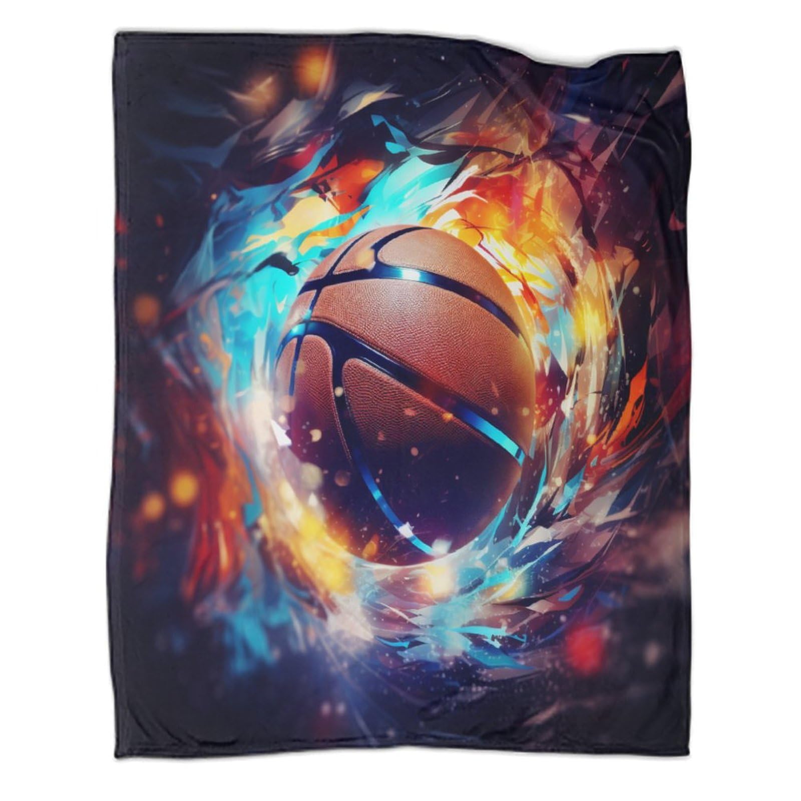 Basketball Fleece-Decke 152x200 Cm - 3D Slam Dunk Design, Weicher Sherpa-Innenfutter, Für Bett & Sofa