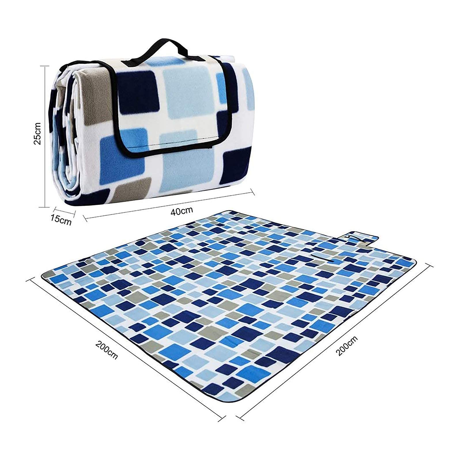 Coperta da picnic per esterni 200 cm Supporto in pile impermeabile per giardino all'aperto, parco, erba, viaggio