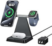 Charging Station for Multiple Devices Apple: Woruda 3 in 1 Magnetic Wireless Charger Stand for Mag Safe iPhone - Nightstand Charging Dock for iPhone 16 15 14 13 12 Pro Max Plus Apple Watch Airpods