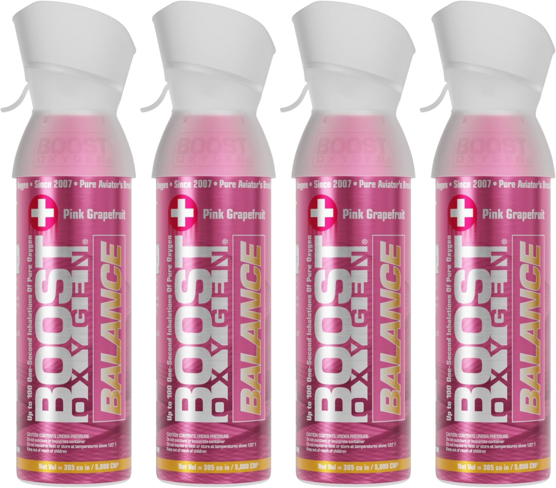 Medium Balance Pink Grapefruit Aroma 5L Canister | Respiratory Support for Aerobic Recovery, Altitude, Performance & Health (4 Pack)
