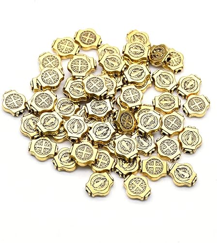 Miniatura 8 de Lily Brown 50 piezas Vintage Oro Plata Benedict Medallas Vintage Junta Colgante Tibetano Cuentas Planas Redondo Fabricación de Joyas Benedict