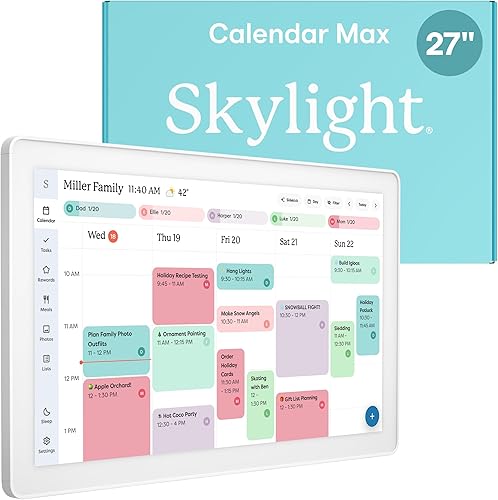 Skylight Calendario Max Calendario digital inteligente de 27 pulgadas y gráfico de tareas, organizador familiar con pantalla táctil interactiva,