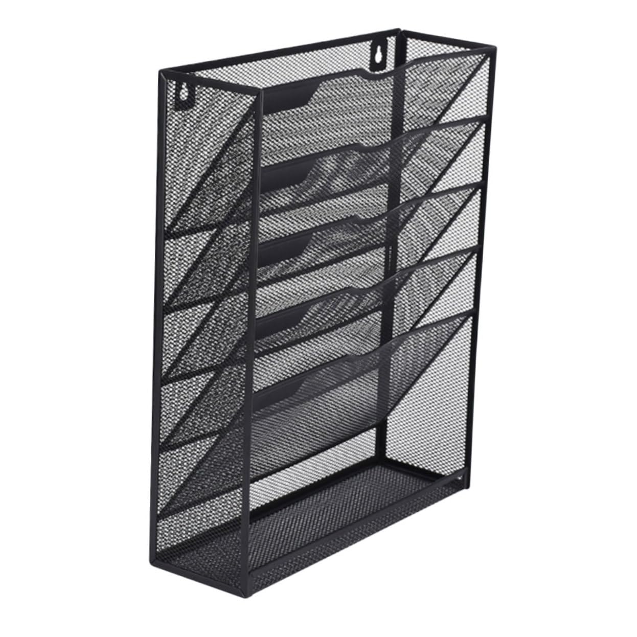 HOMSFOU Wall Mounted Office Organizer Multi Layer File Storage Rack Metal Hanging Folder Holder for Home Office Space Saving Wall File Organizer for Documents and Tools