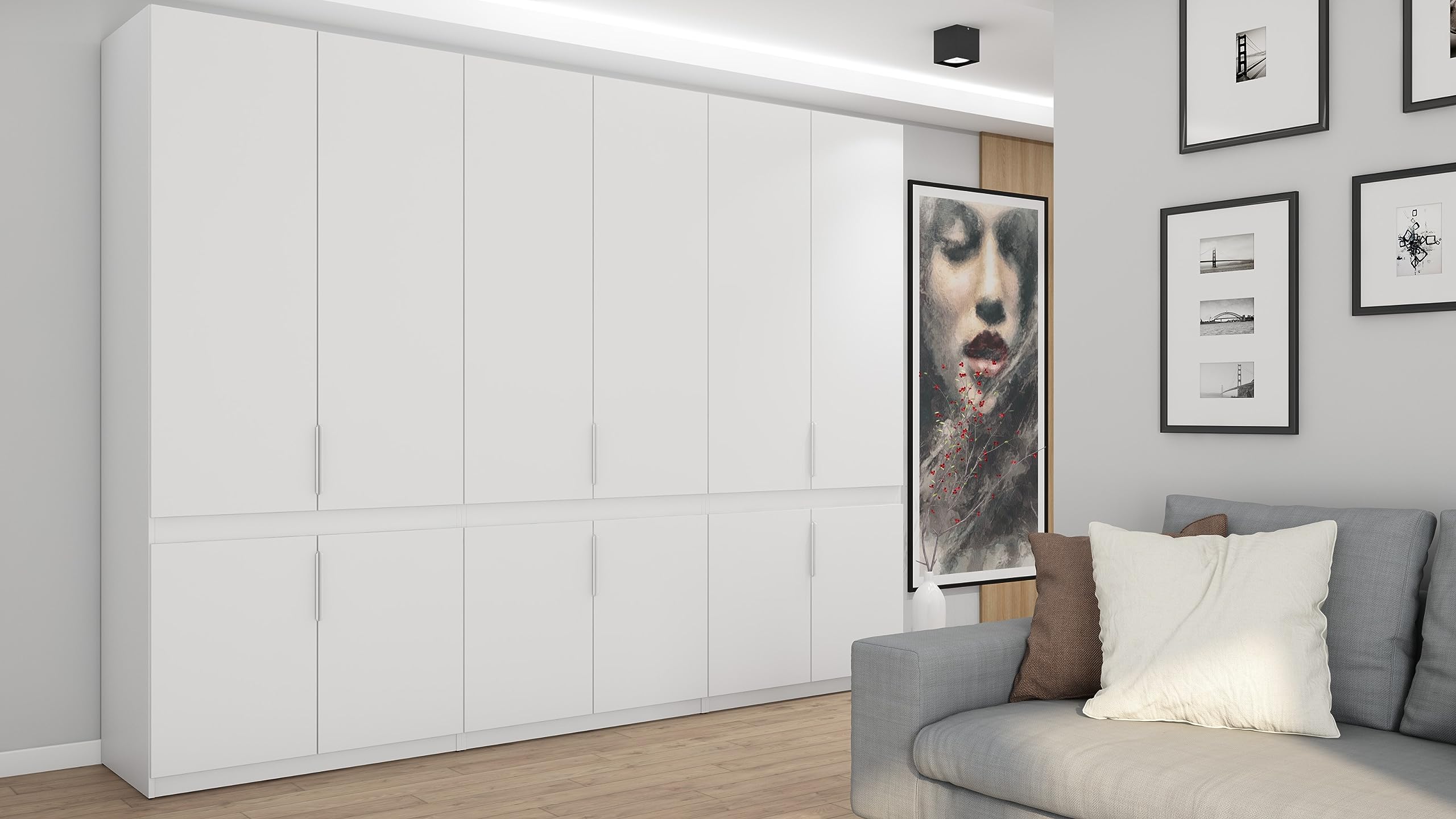 3-częściowa szafa modułowa – szafa na ubrania – 310 x 240 x 59 cm – sypialnia – salon – szafa garderobiana – drążki na ubrania – przestronne szuflady – szafa – szata – krawędź PCW –