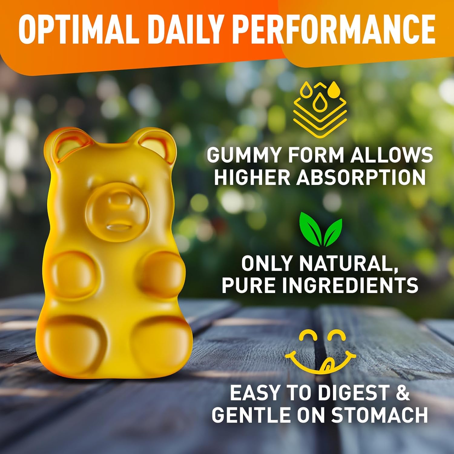 BioVit L Tyrosine Gummies - Activated Amino Acid L Tyrosine Supplement - Natural Focus, Mood and Energy Supplement for Kids & Adults - L-Tyrosine 1000MG per Serving, 500MG per Gummy - 60 Vegan Gummies - Image 2