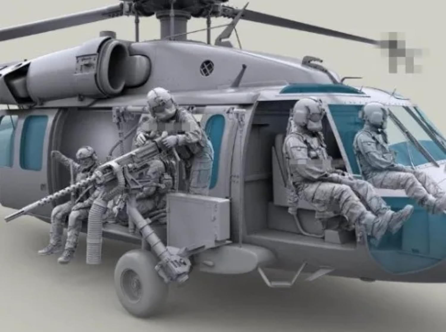GoodFYouth 1/35 US Commando Helicopter Resin Model Kit, Unpainted and Unassembled (7 Men + 2 Machine Guns + 1 Rope, No Aircraft) //O3s7f1